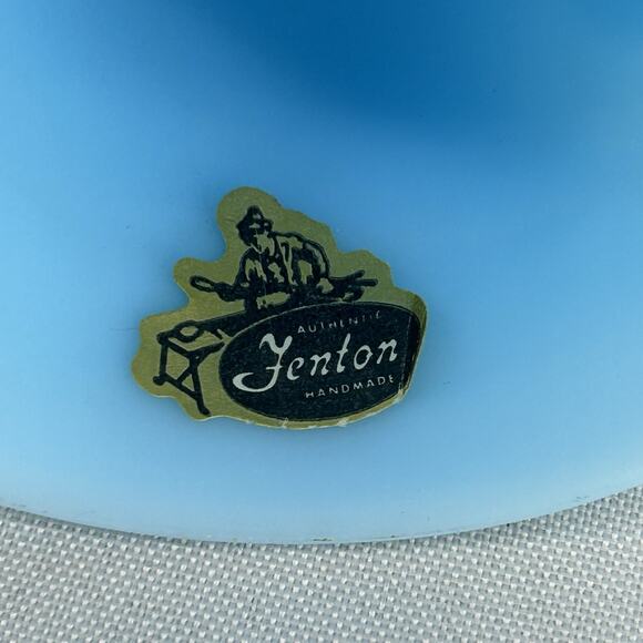 Vintage Mother and Child Fenton Blue satin custard Decorative Dinner Bell 6.5” - Picture 9 of 13